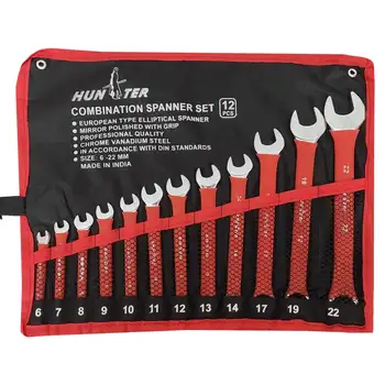 مجموعه 12 عددی آچار یکسر تخت و یکسر رینگ هانتر مدل HN-12