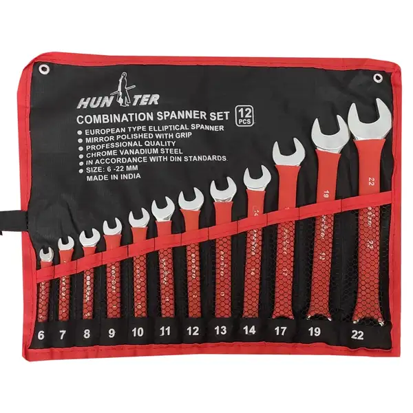 مجموعه 12 عددی آچار یکسر تخت و یکسر رینگ هانتر مدل HN-12